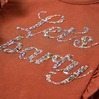 Kindershirt met lange mouwen glitterprint 92 cognackleurig - thumbnail