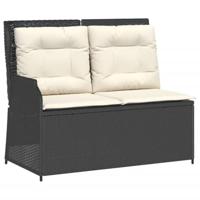 7-delige Loungeset met kussens poly rattan zwart - thumbnail
