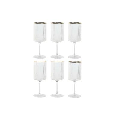 Glazenset Home ESPRIT Transparant Gouden Kristal 400 ml (6 Stuks)