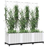 Plantenbak met latwerk 120x40x136 cm polypropeen wit - thumbnail