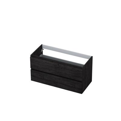 INK - Onderkast 2 Laden Greeploos met Houten Keerlijst - 1000x450x520 Mm - Houtskool Eiken