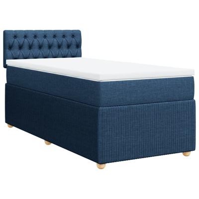 Boxspring met matras stof blauw 90x190 cm - thumbnail