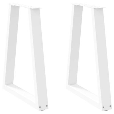 Eettafelpoten 2 st V-vormig 60x(72-73,3) cm staal wit