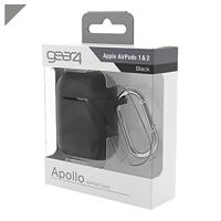 Airpods hoes van GEAR4 Apollo, beschermhoes van lichtgewicht siliconen Airpods 1 en 2 hoes met aangebrachte clip - zwart - thumbnail