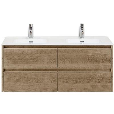 Dante Badmeubelset 120 cm - 4 Laden Natuur Eiken - Keramische Wastafel Wit Cover