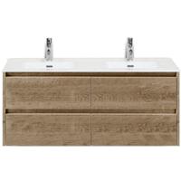 Dante Badmeubelset 120 cm - 4 Laden Natuur Eiken - Keramische Wastafel Wit Cover - thumbnail