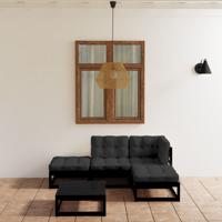 5-delige Loungeset met kussens massief grenenhout - thumbnail