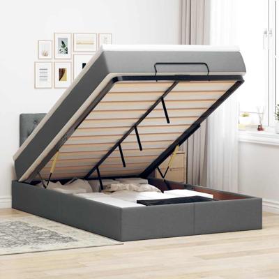 Bed met matras 120x200 cm stof donkergrijs