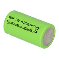 Mexcel -SC3000H Speciale oplaadbare batterij Sub-C Geschikt voor hoge temperaturen, Z-soldeerlip, Flat-top NiMH 1.2 V 3000 mAh - thumbnail
