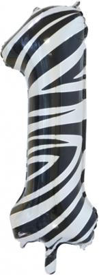 Folieballon Cijfer 1 Zebra (86cm)