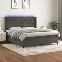 Boxspring met matras en LED fluweel donkergrijs 180x200 cm - thumbnail