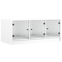 Salontafel met glazen deuren 102x50x42 cm wit - thumbnail