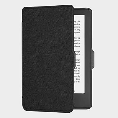 Lunso - Kobo Clara 2E hoes (6 inch) - Vegan Saffiano Leren sleep cover - Zwart