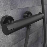LONDON thermostatische mengkraan douche, zwart mat keramisch ½" (Ø ca. 1,9 cm) ventiel bovenstuk uitwisselbaar thermostaat element temperatuurschaal met veiligheidsstop op 38°C Eco-Click funct - thumbnail