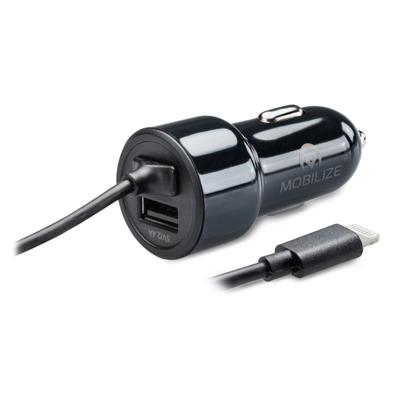 Mobilize USB autolader DUAL 4800mA + lightning kabel zwart 1m - 9540126 Mobilize USB autolader DUAL 4800mA + lightning kabel zwart 1m - 9540126
