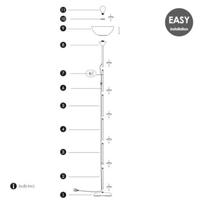 Moderne E27 LED Vloerlamp - 28/28/173.5 cm - Zwart - Metalen Staande Lamp met Wit Lampenkap - Geïntegreerde LED 4W 806Lm 2700K - Voor Kantoor en Slaapkamer - met schakelaar