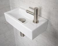 Fonteinset Glans Wit Wiesbaden Color RVS (kraangat rechts) - thumbnail