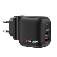 Verbatim Mini GaN Charger Reislader 70 W 1x USB-A, 2x USB-C USB PD 3.0, QC 3.0, QC 4+ Zwart Snellader, GaN, Met adapter voor Europa, Met adapter voor Verenigd - thumbnail