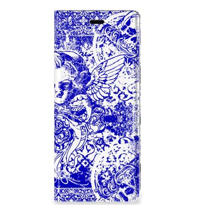 Mobiel BookCase Sony Xperia 5 Angel Skull Blauw Mobiel BookCase Sony Xperia 5 Angel Skull Blauw