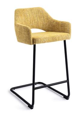 Jesper Home Barstoel 'Yanai' Arch Black, kleur Lemon Lines (zithoogte 66cm)