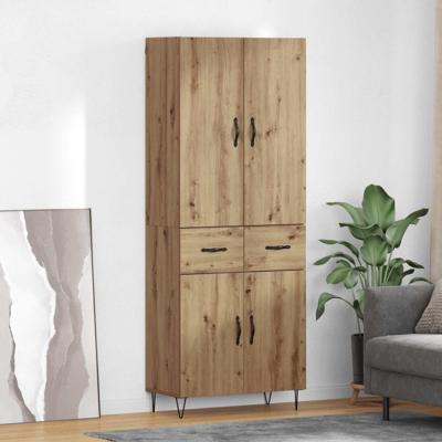 Hoge kast met lade 2 pcs Artisan Eiken Geëngineerd hout en glas