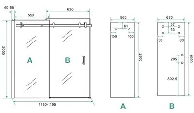 Wiesbaden schuifbare nisdeur 2-d. mat-zwart 1200x2000 chr.8mm NANO