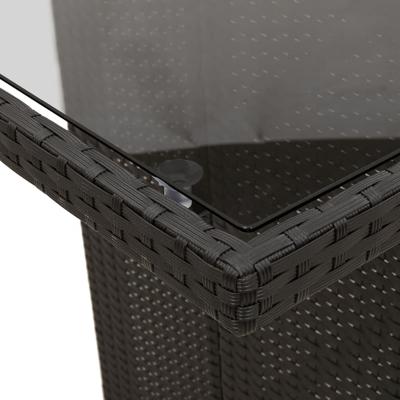 Tuintafel met glazen blad 190x80x74 cm poly rattan zwart - thumbnail