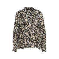 ICHI blouse met all over print en plooien wit/beige/zwart - thumbnail