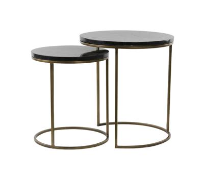 Light&living Bijzettafel S|2 Ø40x45+Ø50x52 cm SOBRINA zw. agaat+ant...