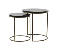 Light&living Bijzettafel S|2 Ø40x45+Ø50x52 cm SOBRINA zw. agaat+ant... - thumbnail
