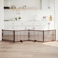 Hondenhek inklapbaar 4panelen 320cm massief vurenhout bruin eik - thumbnail