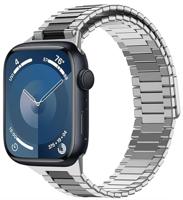 Magnetische stalen band - Zeer sterke magneet - Zilver met zwart - Geschikt voor Apple Watch 44mm / 45mm / 46mm / 49mm - thumbnail