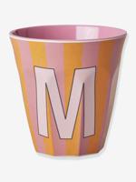 Gestreepte melamine mok LETTER M rice, medium 250 ml meerkleurig - thumbnail