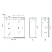 Wiesbaden Slide nis schuifdeur 1200 x 2000 x 8 mm nano helder glas/mat zwart 20.2850 - thumbnail