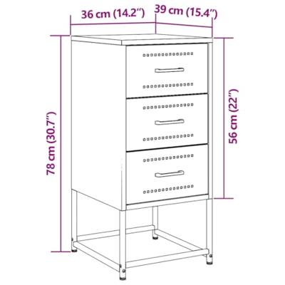Nachtkastjes 2 st 36x39x78 cm staal zwart