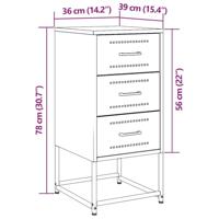Nachtkastjes 2 st 36x39x78 cm staal zwart - thumbnail