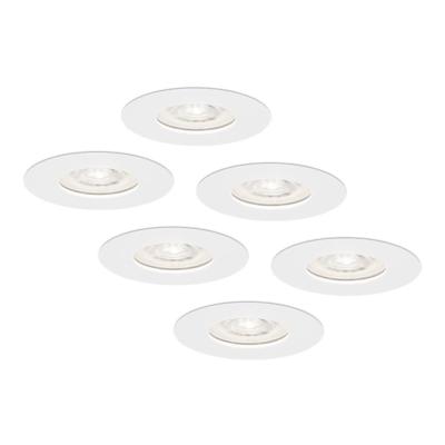 Set van 6 Bari LED inbouwspots extra plat 58mm - 3,8W 270lm - GU10 LED Module - 6000K daglicht wit - Dimbaar - Rond - IP65 waterdicht - Wit