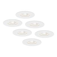 Set van 6 Bari LED inbouwspots extra plat 58mm - 3,8W 270lm - GU10 LED Module - 6000K daglicht wit - Dimbaar - Rond - IP65 waterdicht - Wit - thumbnail