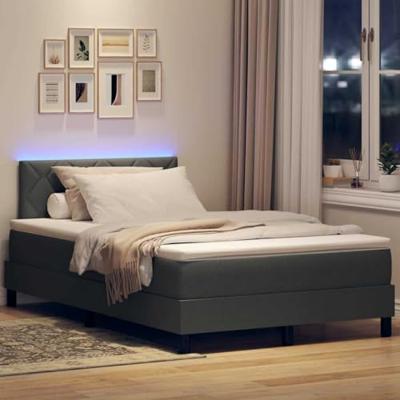 Boxspringbed met Matras & LED Donkergrijs 120x200 cm Stof