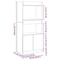 Hoge kast 63x33x140 cm bewerkt hout oud houtkleurig - thumbnail