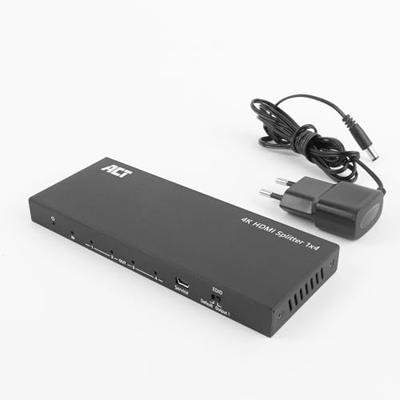 ACT 4K HDMI splitter. 1 in 4 out. EDID ondersteuning ACT 4K HDMI splitter. 1 in 4 out. EDID ondersteuning