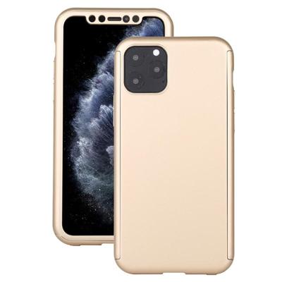 Voor iPhone 11 Pro schokbestendige PC volledige dekking beschermhoes met gehard glas film (goud) Voor iPhone 11 Pro schokbestendige PC volledige dekking beschermhoes met gehard glas film (goud)