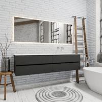 Zaro Sevilla Solid Surface badmeubel 200cm mat antraciet zonder kraangat spoelbak rechts met 4 lades - thumbnail