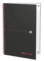 Oxford BLACK N&apos; RED spiraalblok karton, 140 bladzijden ft A5, geruit 5 mm - thumbnail