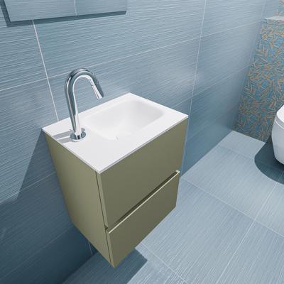 MONDIAZ ADA 40cm toiletmeubel army. LEX wastafel talc rechts 1 kraangat