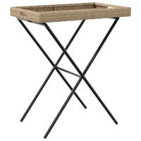 Dienbladtafel inklapbaar 65x40x75 cm poly rattan beige - thumbnail