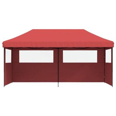 Partytent inklapbaar pop-up met 3 zijwanden bordeauxrood