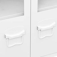 Dressoir 105x35x62 cm metaal en glas wit - thumbnail