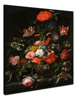 Schilderij - Abraham Mignon, Bloemen in een metalen vaas, c. 1670, 70x100cm - thumbnail