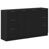 Dressoir met lade Zwart Eiken 180 x 30 x 70 cm Bewerkt hout - thumbnail